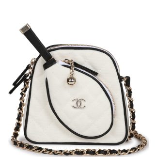 Chanel Mini Crossbody Tennis Bag White Canvas Light Gold Hardware