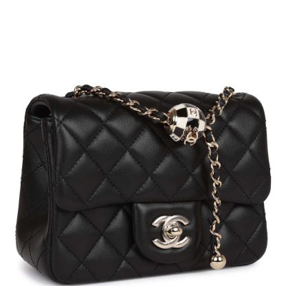 Chanel Pearl Crush Mini Square Flap Bag Black Lambskin - Image 8