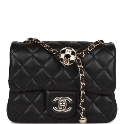 Chanel Pearl Crush Mini Square Flap Bag Black Lambskin - Image 7