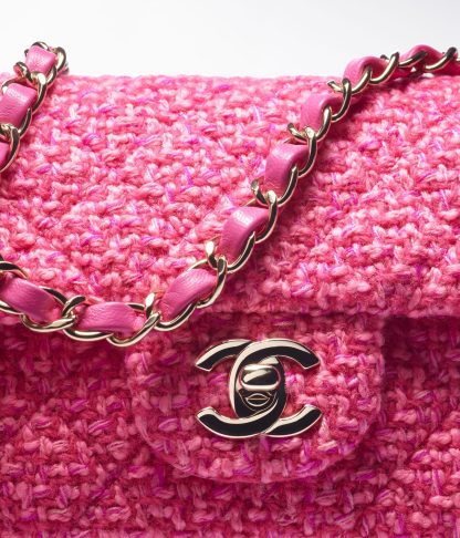 Chanel Mini Flap Bag Pink Tweed Gold Chain 2022 - Image 3