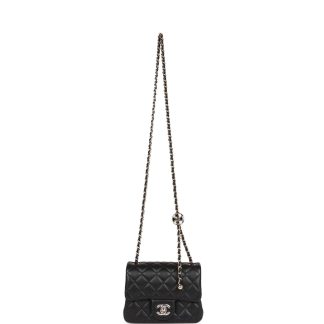 Chanel Pearl Crush Mini Square Flap Bag Black Lambskin