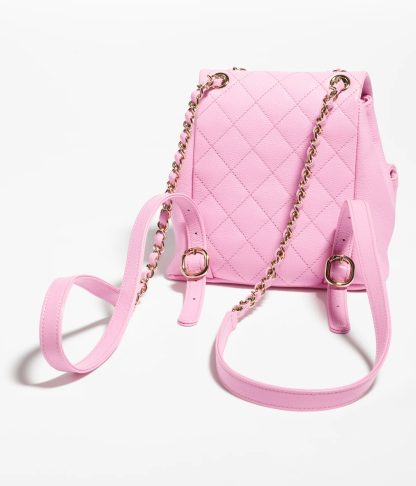 CHANEL Duma Pockets Drawstring Backpack Pink Quilted Calfskin Leather - Image 2